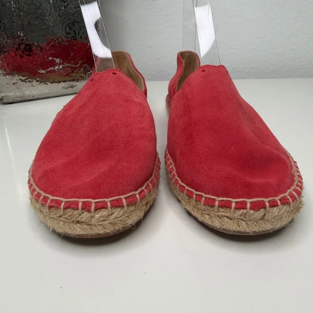 Talbots‎ Izzy Espadrille Flats Womens Red Suede Scalloped Laser Cut Preppy 8M